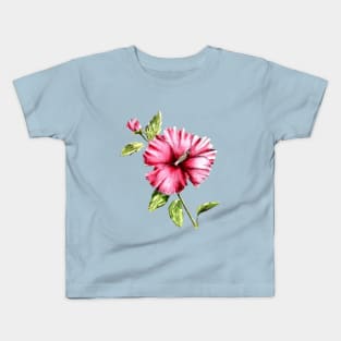 Hibiscus Flower Watercolor Painting Kids T-Shirt